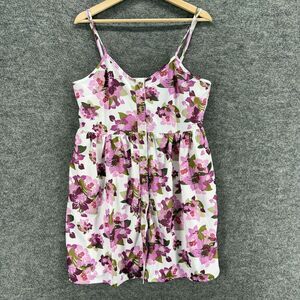 New OrderPlus Mini Dress Women XL White Floral Short V-Neck Button Up Sleeveless